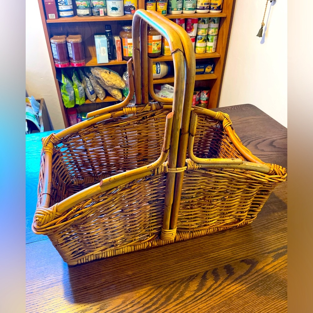 Hand woven picnic basket